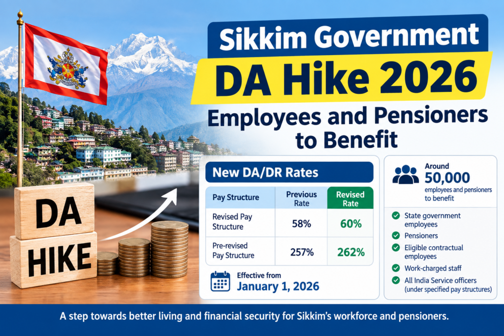 Sikkim Government DA Hike 2026: Employees and Pensioners to Benefit